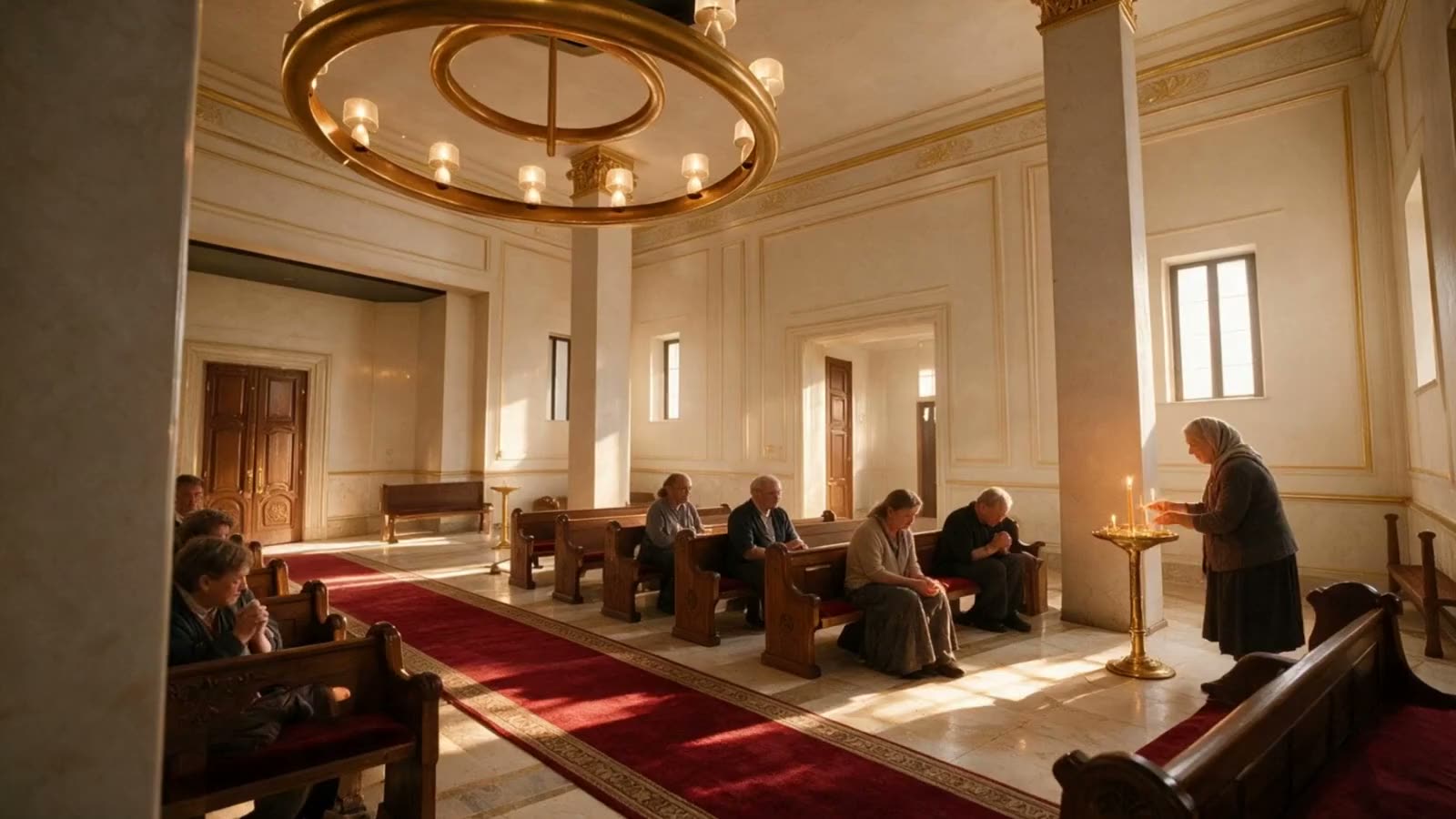 Church nave with people at the pews