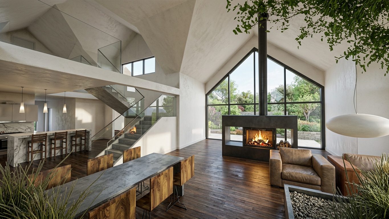 A living room rendered by an image model from a model capture